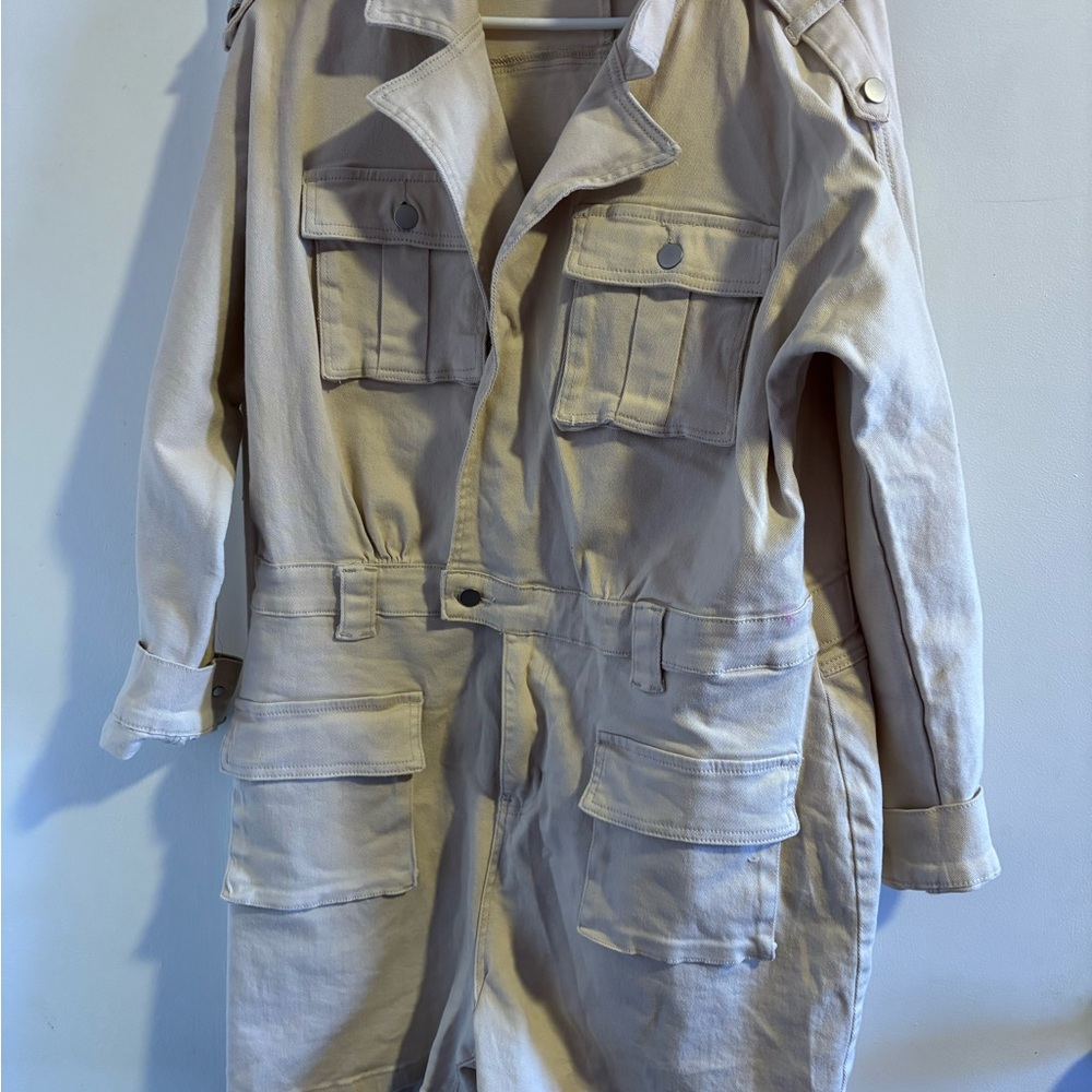 Womans Beige Utility Jumper